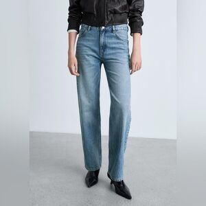 Zara Straight Leg Medium Wash Jeans 4
